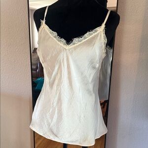 Bar III Lace-Trim Satin Cami in Soft Ivory